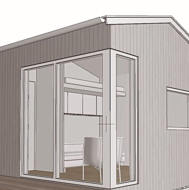 3D-modell 15 kvm extrahus, södra Lännersta