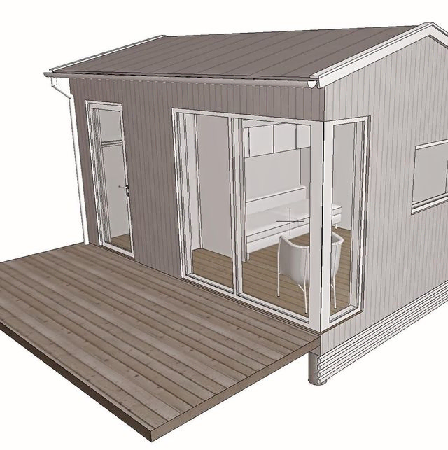 3D-modell 15 kvm extrahus, södra Lännersta